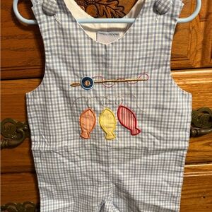 Kids Gingham Fishing-Themed Romper